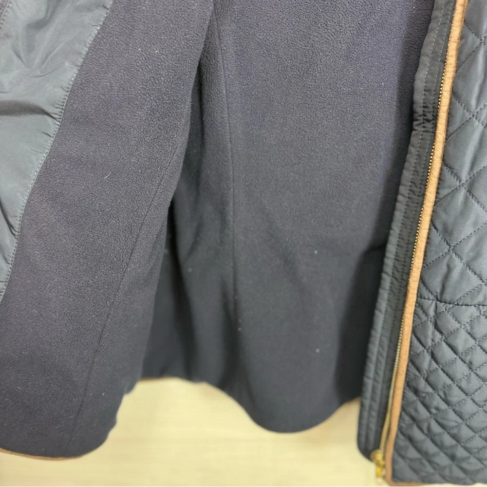 Talbots Dark Navy Quilted Vest w/Gold Accents‎ Zip Front Size Large